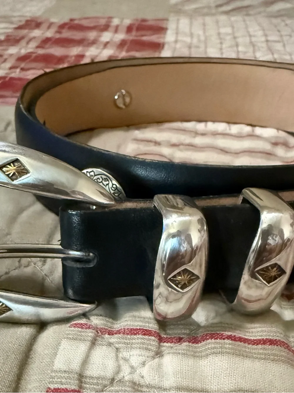 36” Black Leather Concho Belt with Silver Decorative Buckle